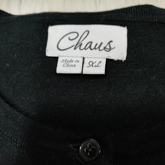 Chaus Black button Down Cardigan Cropped with 3/4 Sleeves L/ XL - Picture 8 of 11
